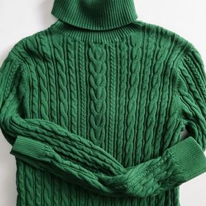 Lands End XS Womens Cable Knit Turtleneck